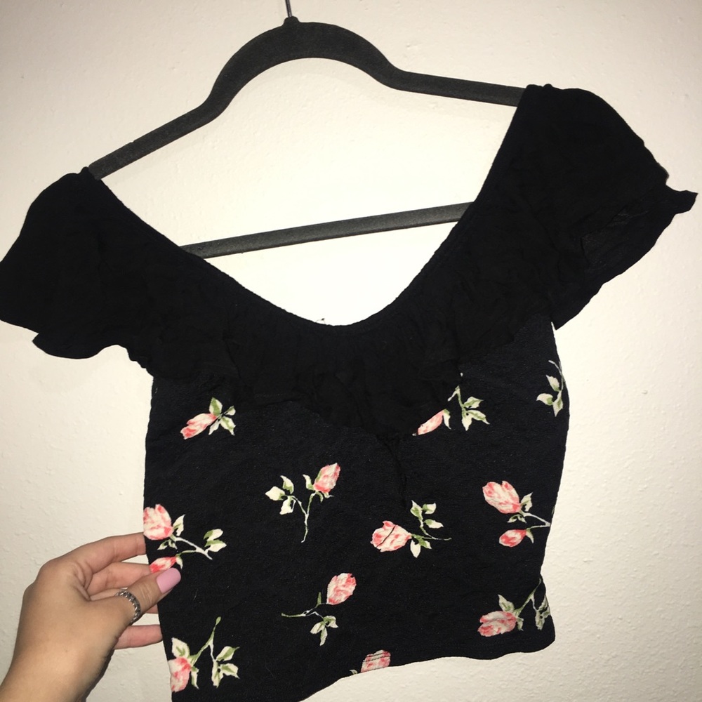 Kimchi Blue off the shoulder ruffle crop top